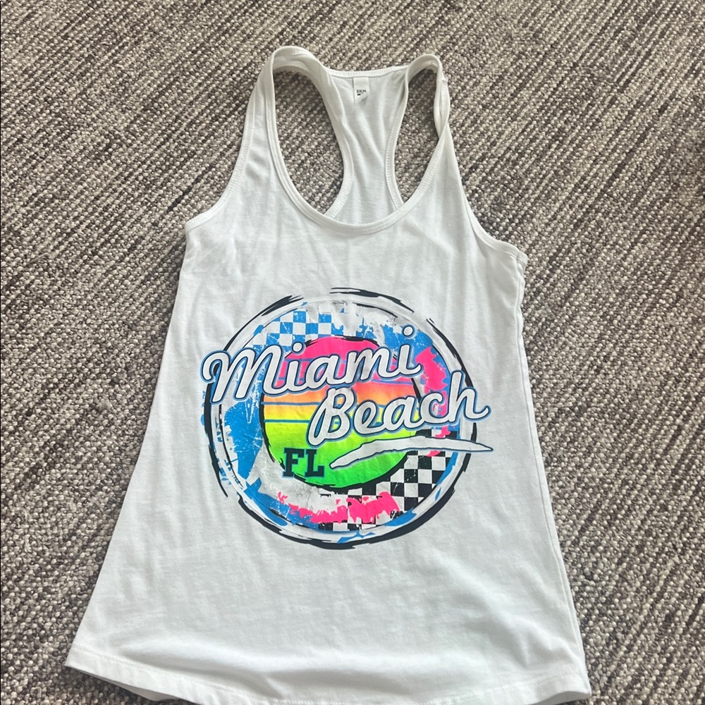 Miami White Graphic Tank Top